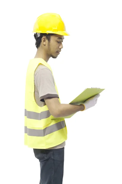 Mužské pracovník drží schránka — Stock fotografie
