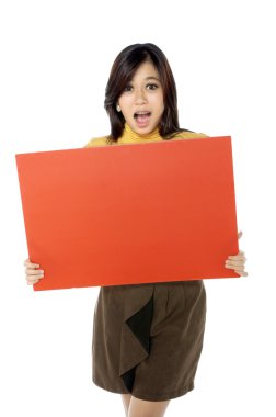 Woman Hold Banner clipart