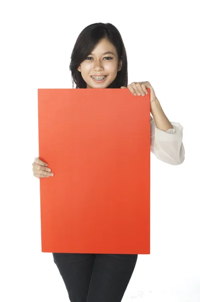 Kobieta transparent trzymać — Zdjęcie stockowe