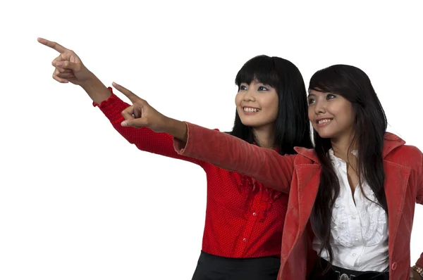 Two Pointing Women — Stock Photo, Image