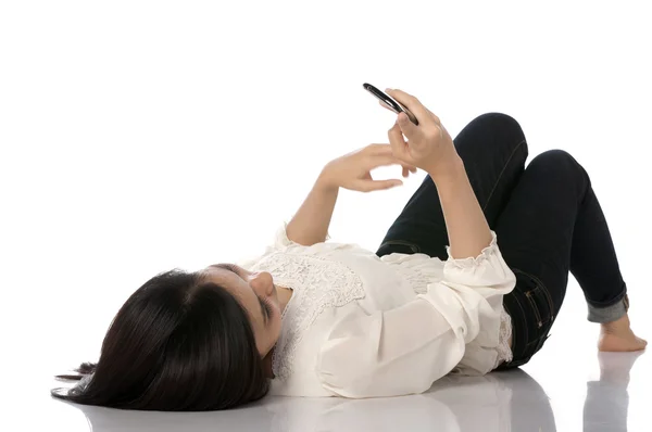 Usando celular — Fotografia de Stock