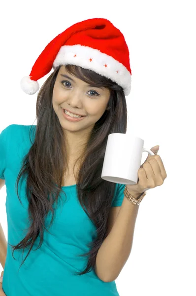 Santa nő iszik — Stock Fotó
