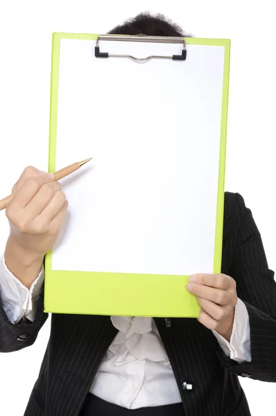 Woman Hold Clipboard — Stock Photo, Image