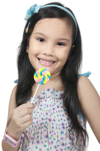 Girl Eating Lollipop — Stock Photo, Image