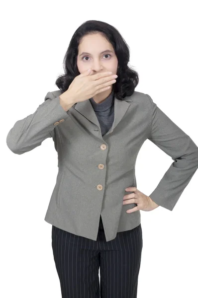 Biznes kobieta powiedzieć sekret — Zdjęcie stockowe