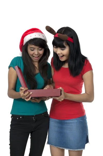 Otevřít vánoční box — Stock fotografie