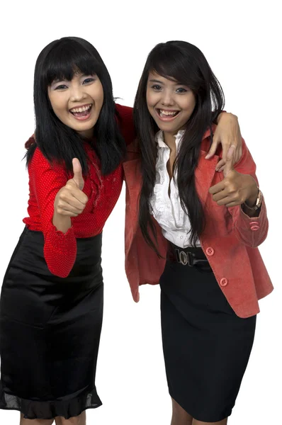 Two Business Woman Give Thumb Up — Stock Photo, Image