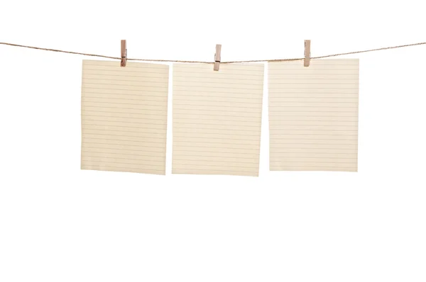 Three Hanging Paper Sheets — Stock Photo, Image