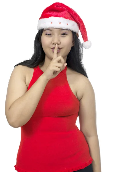 Santa lady požádat umlčet — Stock fotografie