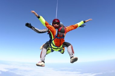 Skydiving photo. Tandem. clipart