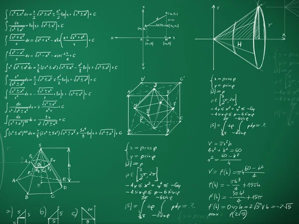 Fórmulas matemáticas en pizarra escolar — Foto de Stock