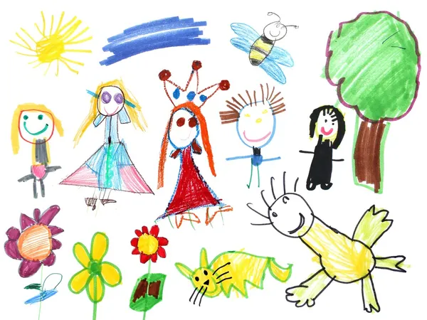 Счастливый мир детского рисунка — стоковое фото