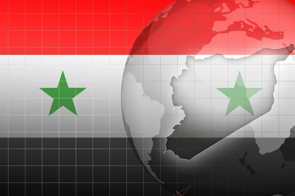 Syrien flagge und karte weltnachrichten — Stockfoto