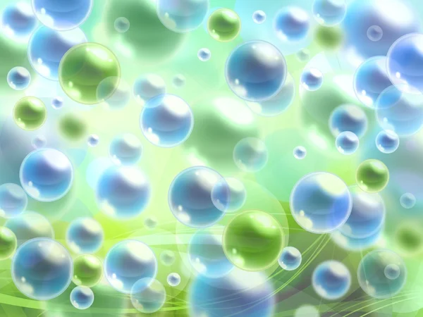 Lindas bolhas azuis verdes fundo abstrato — Fotografia de Stock