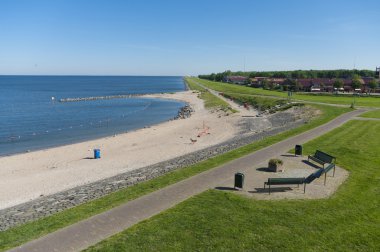 Seafront of a dutch fishing village clipart