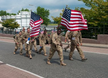 American soldiers marching the International Four Days Marches Nijmegen clipart