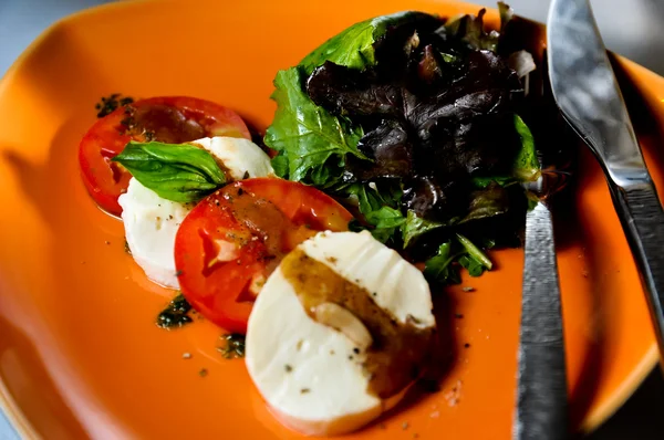 Tomato mozzarella salad close up — Stock Photo, Image