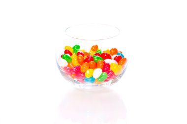 Jelly beans in a glass bowl clipart