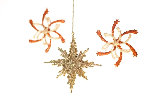 Gwiazdy złote wiszące christmas ornament — Zdjęcie stockowe