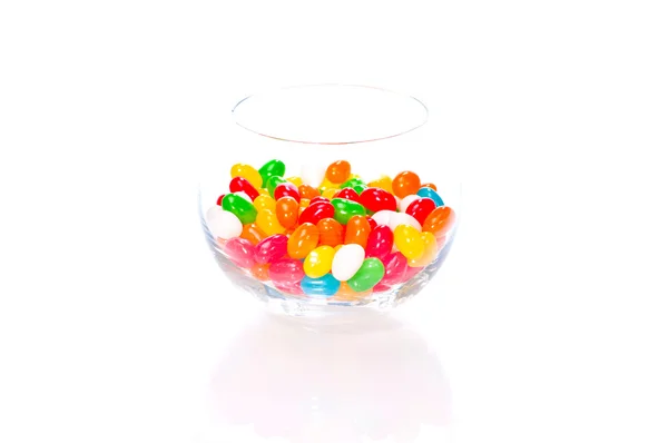 Jelly beans in a glass bowl — Stock Photo, Image