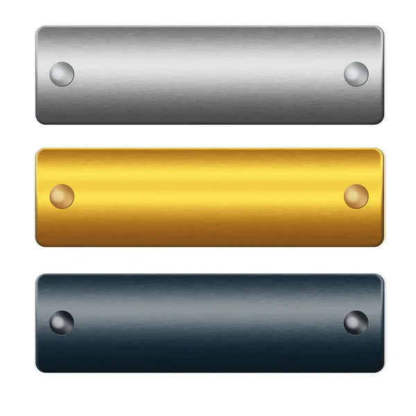 stock image Metal boards with rivets, gold, silver and blue bars of metal ready to insert text or design