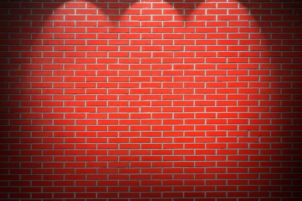 Fondo de pared de ladrillo rojo con vigas de luz — Foto de Stock
