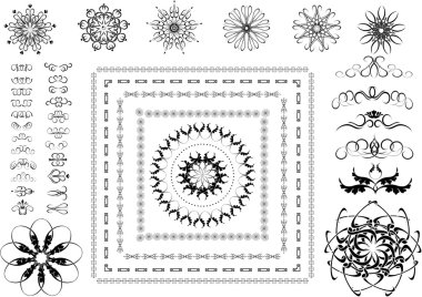 Variants of ornamental frames, borders and other details clipart