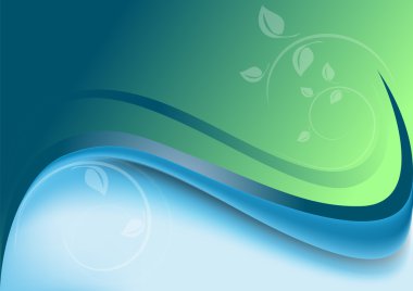 Abstract waves green blue background with white decor clipart