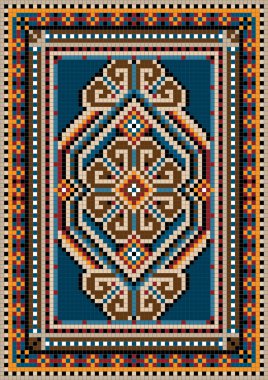 The ancient oriental design with a frame for carpet clipart