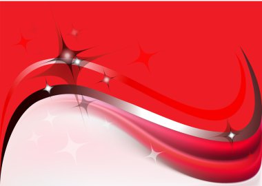 Abstract waves and stars on a red background. clipart