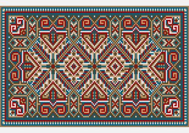 Design ethnic rug in bright colors clipart