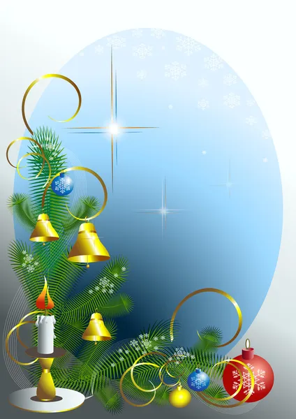 Hörnet av julgran med ljus. — Stock vektor