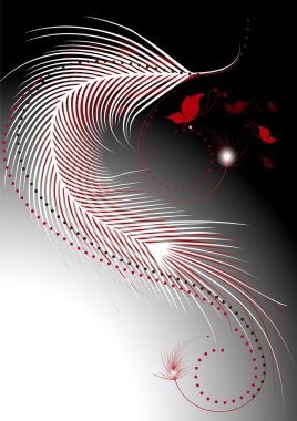 Waves white and red feathers with a decor of butterflies clipart