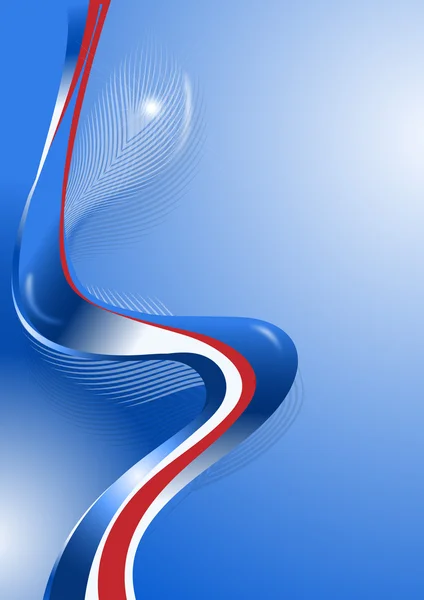 Lignes ondulées bleues et rouges avec le décor de plumes — Image vectorielle