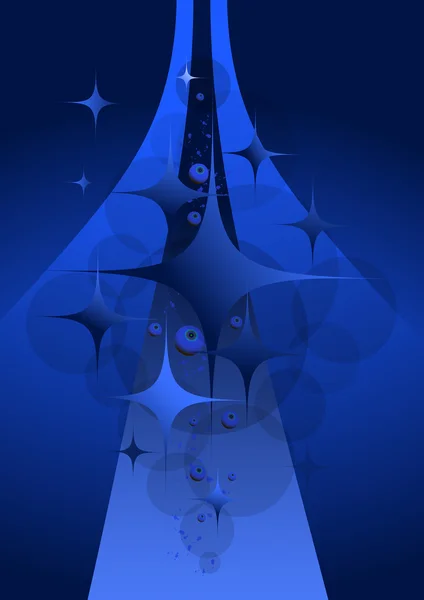 Yıldızlar ve topları ile soyut koyu mavi arka plan — Stok Vektör