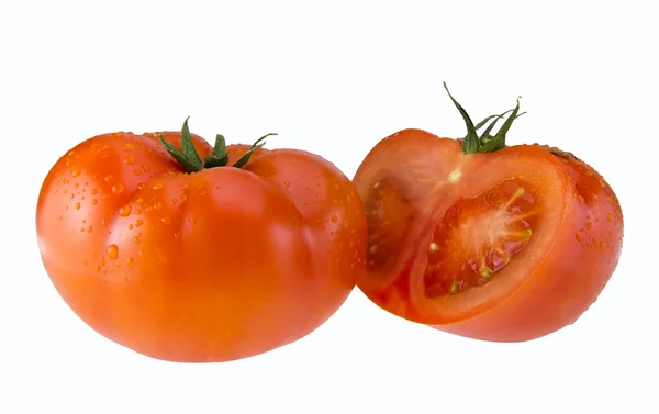 Taze kırmızı domates ve bir buçuk. — Stok fotoğraf
