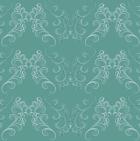 Bezešvé vzor v barokním stylu na zelené. — Stockový vektor