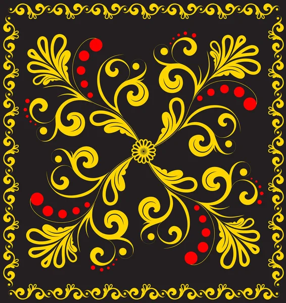 Векторный цветочный орнамент на черном . — стоковый вектор