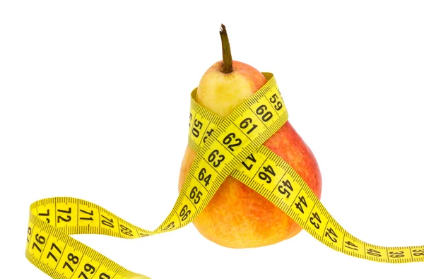 Pear with tape measure. — Stock Photo, Image