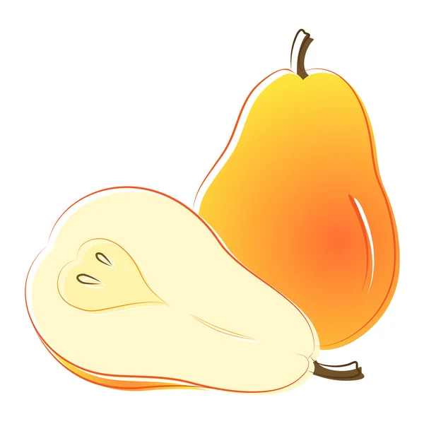 Vector red pear and a half of a pear. — Stock Vector