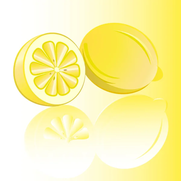 Two lemons with reflection. — Stock Vector
