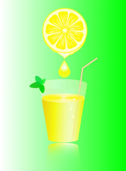 Lemon juice and mint. — Stock Vector