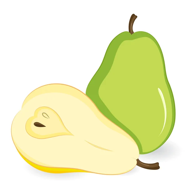 Vektor gröna päron och en halv en gula päron. — Stock vektor