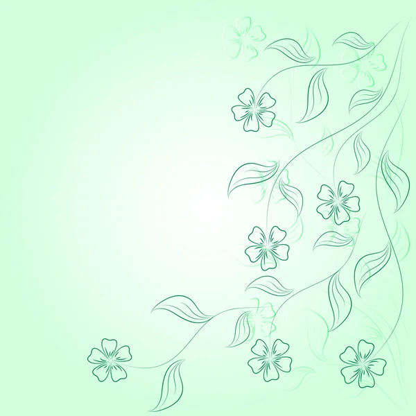 Flower angular frame on the green. — Stock Vector