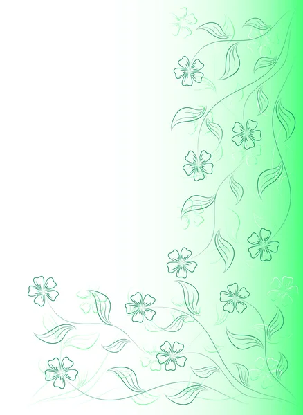 Marco angular de la flor en el verde . — Vector de stock
