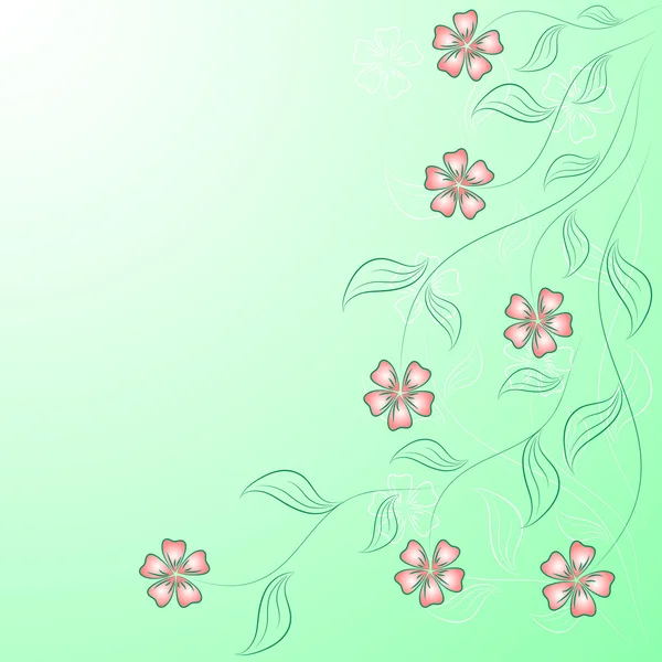 Marco angular de la flor en el verde . — Archivo Imágenes Vectoriales