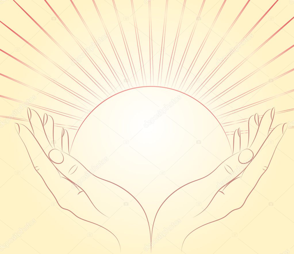 The sun in female hands.