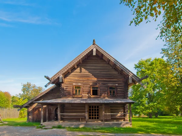 Traditional Russian wooden rural house.