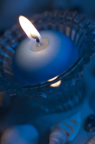 Luz de vela azul — Fotografia de Stock
