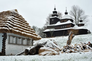 Historic wooden church clipart